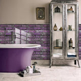 48 Pcs Peel And Stick Brick Tiles Wall Decor PVC Purple Brick Wallpaper Wall Tile Backsplash 15306856
