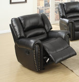 Modern 1pc Manual Motion Recliner Chair Glider Black Color Bonded Leather Armrest Cushion Seating B011P205581