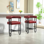 ZUN House Hold Bar Set of 1, Modern Bar Stool with Back, Black Metal Frames, Upholstered Bar W1588P207648