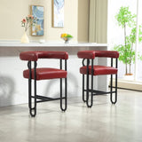 ZUN House Hold Bar Set of 1, Modern Bar Stool with Back, Black Metal Frames, Upholstered Bar W1588P207648