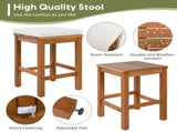 5 Piece Outdoor Set, Patio Acacia Wood Height Table & Four Stools with Cushions, Wood Dining 88788867