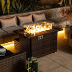 ZUN 44inch Outdoor Fire Pit Table, Propane Fire Table with Ceramic Tabletop Gas Fire Table W85343036