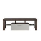 ZUN 20 minutes quick assembly brown simple modern TV stand with the toughened glass shelf cabinet W67943610