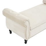 Velvet Multifunctional Storage Rectangular ottoman bench with 1 Pillow, Beige N769P186110B