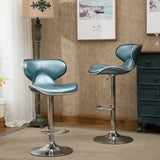 Masaccio Upholstery Airlift Adjustable Swivel Barstool with Chrome Base, Set of 2, Blue T2574P164833
