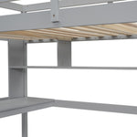 ZUN Twin Size Loft Bed with desk and shelves, Safety Guardrail and ladder,Grey W504P181852