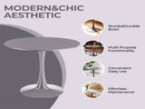 31.5" GREY COLOR TOP Tulip Table Mid-century Dining Table for 2-4 people With Round Mdf Table Top, W234P405191