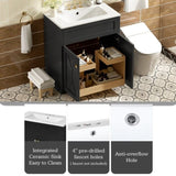 30'' Bathroom Vanity with Ceramic Sink Combo, Modern Freestanding Storage Cabinet with Gold Handles, N710P194898B