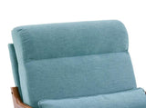 High Back Solid Wood Armrest Backrest Iron Frame Linen Indoor Leisure Chair Teal 05799351