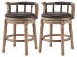 Cow top Leather Wooden Bar Stools, 360 Degree Swivel Bar Chair with Backs,Bar height Couner Height W2195P462643