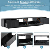 ZUN ON-TREND TV Stand with Fluted tempered Glass Doors for TVs Up to 95'', Functional Media Console with WF531672AAB