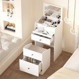 Small Vanity Desk with Mirror - White Makeup Vanitys Set Make up Table with Chair, Drawers, Mini 04096982