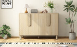 TREXM 4-Door Buffet Cabinet with Storage, Wood Sideboard Cabinet with Unique Arc Handles and N715P264916D
