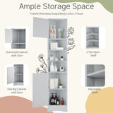 Multi-Functional Corner Cabinet Tall Bathroom Storage Cabinet with Two Doors and Adjustable Shelves, WF530911AAE