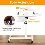 Mobile Standing Desk, Height Adjustable Rolling Laptop Table, 90 Tiltable Overbed Bedside Table, 10986840