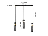 Modern Black and Gold 3-Light Pendant Chandelier, Adjustable Hanging Lights with Cylindrical Mesh W1340P233174