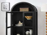 A high arched storage cabinet with a lamp, a modern retro-style wooden storage cabinet with 29334122