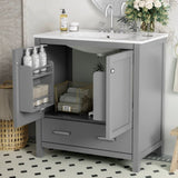 30" Gray Bathroom Vanity Single Sink, Combo Cabinet Undermount Sink, Bathroom Storage Cabinet WF324043AAE