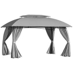 ZUN 10' x 13' Patio Gazebo Canopy, Double Vented Roof, Steel Frame, Curtain Sidewalls, Outdoor Sun Shade W2225142539