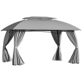 ZUN 10' x 13' Patio Gazebo Canopy, Double Vented Roof, Steel Frame, Curtain Sidewalls, Outdoor Sun Shade W2225142539