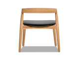 Raven 20.5" Stacking Sculpted Oak Wood Dining Chair, Warm Natural Brown & Black Faux Leather B2719P238276