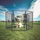 ZUN 6 Panels Heavy Duty Metal Playpen with door,31.7"H Dog Fence Pet Exercise Pen for Outdoor, Indoor W2181P171744