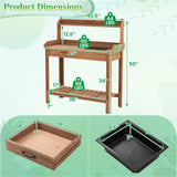 Outdoor wooden garden table with drawers 48243823