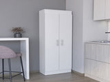 Pantry Cabinet 67" H, 5 Internal Shelves, Two Doors, White B097P167451