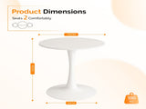 Round Tulip Dining Table, 27.6 Inch Circular Kitchen Table for 2 People, Melamine Laminated MDF 09175946