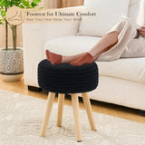 Round Ottoman Multifunctional Cotton Knitted Vanity Stool Footrest Stool for Living Room Entryway 96616631