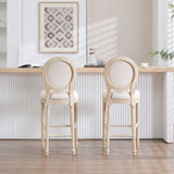 French Country Dining Chairs Set of 2, Upholstered Chairs with Round Back, Wire drawing and carving W3426P324576