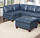 Contemporary Genuine Leather 1pc Armless Chair Ink Blue Color Tufted Seat Living Room Furniture B01151379