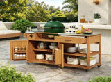 55.4" Outdoor Solid Wood Kitchen Cart, Stainless Top Grill Cart, Kitchen Island with Spice N717P507999A