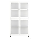 ZUN Four Glass Door Storage Cabinet with Adjustable Shelves and Feet Cold-Rolled Steel Sideboard W1673106109