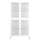 ZUN Four Glass Door Storage Cabinet with Adjustable Shelves and Feet Cold-Rolled Steel Sideboard W1673106109