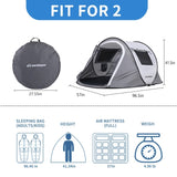 2 Person White Gray Pop Up Camping Tent T2602P171160