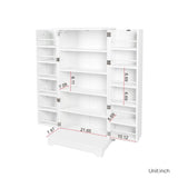 ZUN Kitchen Storage Cabinet with Adjustable Shelves, Racks and Doors, Freestanding Kitchen Hutch W331P205661