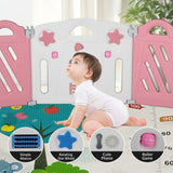 ZUN 20+2 Panel Baby Playpen, Foldable Playard for Baby and Kids, Adjustable Shape Play Fence with Safety 75928956