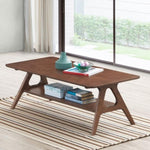 ZUN Arona Mid-Century Modern Wood Coffee Table with Shelf T2574P180521