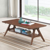 ZUN Arona Mid-Century Modern Wood Coffee Table with Shelf T2574P180521