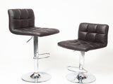 Swivel Faux Leather Adjustable Hydraulic Bar Stool, Set of 2, Brown T2574P164840