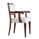 Walnut Finish Upholstered Dining Chairs Set of 2 Traditional Armchairs with Curved Lines, Solid N842P319126D