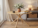 37.4 Inch Round Dining Table for 4-6 People, Cross X Metal Leg Kitchen Dinner Table with Adjustable 70685521