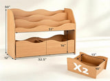 3-Tier Kids Bookshelf Toy Storage Organizer with 2 Rolling Drawers, Rounded Corner Anti-Tipping 55652413