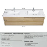 72" Wall-Mounted Bathroom Vanity with Sink, Floating Bathroom Storage Cabinet with Stone Resin W1573P211189