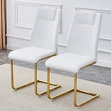Modern dining chairs, dining room chairs, and golden leg cushioned chairs made of artificial W1151107095