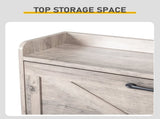 Barn door three-drawer cabinet with top panel shoe cabinet particleboard 80*24*145cm washed gray 24408365