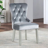 Glam Dark Gray Flannelette 2pcs Side Chairs Acrylic Tufted Upholstered Dining Chairs Wingback Design B2741P306177