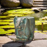 Rabbit Garden Stool, Lightweight Concrete, Gold Patina Finish, No Assembly Required N765P285189G