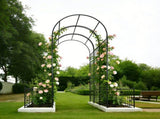 Metal Garden Arch with two plant stands 79.5'' Wide x 86.6'' High Climbing Plants Support Rose Arch W158681135
